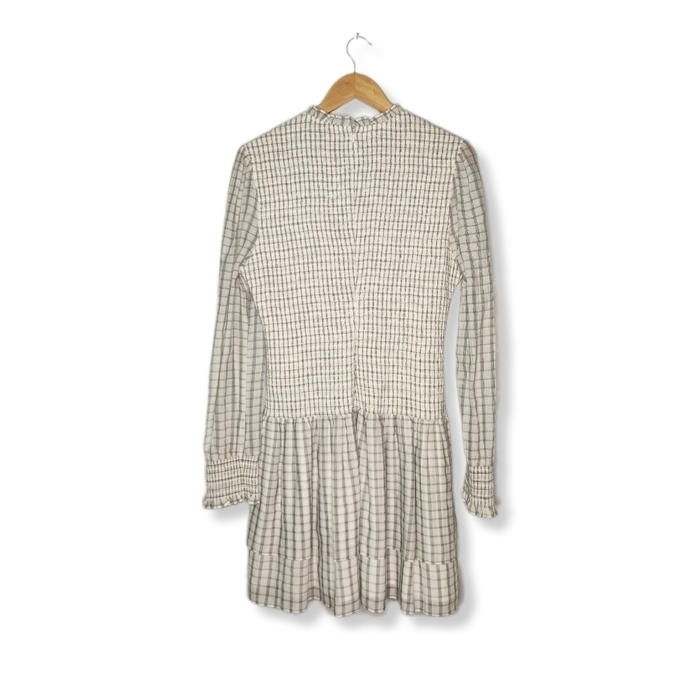 Rebecca Vallance Misty Long Sleeve Mini Smocked Plaid Gauzy Dress Size 8 - Picture 7 of 13